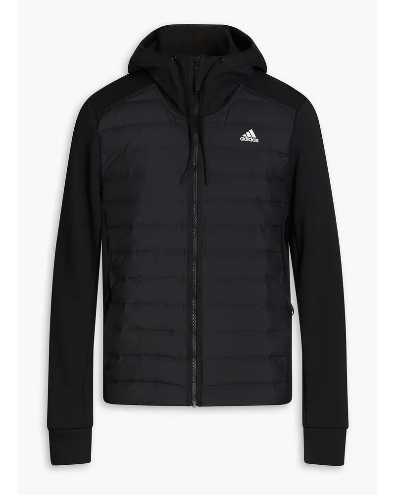 adidas Quilted printed shell hooded down track jacket - Black Black