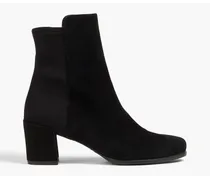 Suede and stretch-jersey ankle boots - Black