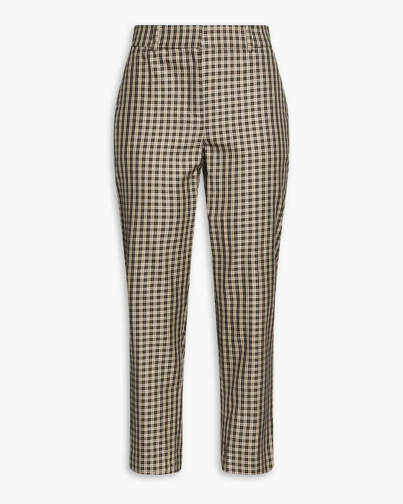 Michael Kors Cropped checked cotton-blend twill slim-leg pants - Neutral Neutral