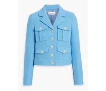 Arleth cropped metallic tweed jacket - Blue