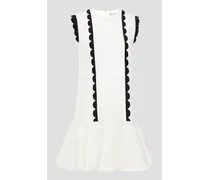 Scalloped two-tone crepe mini dress - White