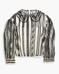 RED Valentino Point d'espirit-paneled lace top - Black Black