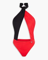 Dolce & Gabbana Cutout two-tone halterneck swimsuit - Red Red