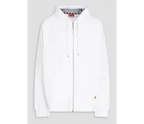 Appliquéd French cotton-terry zip-up hoodie - White