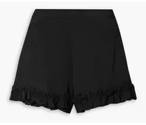 Rory ruffled silk-cady shorts - Black