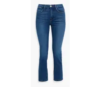 Le High Straight distressed mid-rise straight-leg jeans - Blue