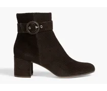 Lucas buckled corduroy ankle boots - Black