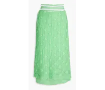 Amy embellished macramé lace midi skirt - Green