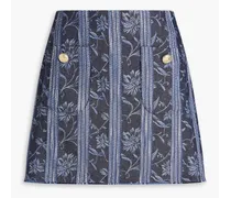 Cotton-blend jacquard mini skirt - Blue