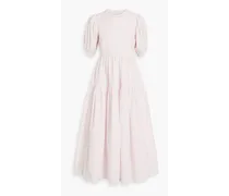 Karoline open-back tiered cotton-poplin midi dress - Pink