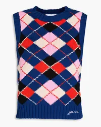 Ganni Argyle cotton vest - Blue Blue