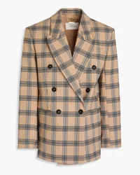 Zimmermann Double-breasted checked twill blazer - Neutral Neutral