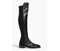 Keelan leather and neoprene over-the-knee boots - Black