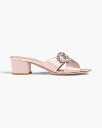 Gianvito Rossi Monroe embellished satin mules - Pink Pink