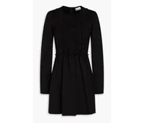 Ruffled stretch-ponte mini dress - Black