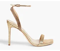 Ophelia embellished metallic lizard-effect leather sandals - Metallic