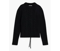 Cutout cable-knit wool and alpaca-blend sweater - Black