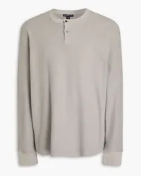 James Perse Waffle-knit cotton and cashmere-blend Henley T-shirt - Gray Gray