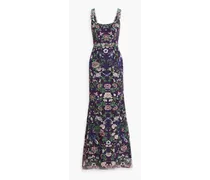 Embroidered tulle gown - Purple