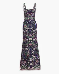 Marchesa Embroidered tulle gown - Purple Purple