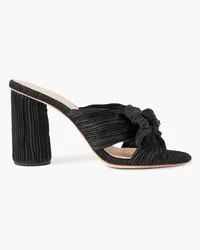 Loeffler Randall Penny bow-embellished plissé-lamé mules - Black Black