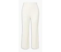 Ribbed-knit bootcut pants - White