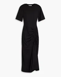 Frame Denim Ruched cotton-jersey midi dress - Black Black