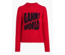 Intarsia-knit sweater - Red