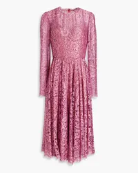 Dolce & Gabbana Gathered metallic Leavers lace midi dress - Pink Pink