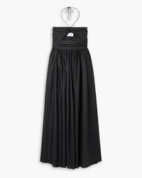 Matteau Cutout gathered cotton-poplin halterneck maxi dress - Black Black