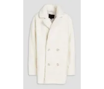 Meren double-breasted faux shearling coat - White