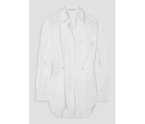 Oversized pleated cotton-poplin shirt - White