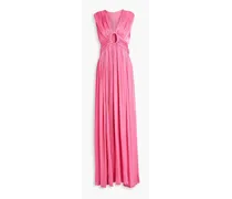 Cutout metallic satin-jacquard gown - Pink