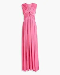 COSTARELLOS Cutout metallic satin-jacquard gown - Pink Pink