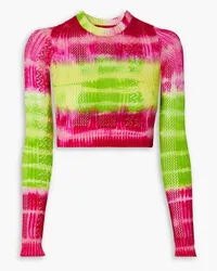 ARG Cropped tie-dyed pointelle-knit top - Green Green