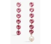 Rose gold-tone crystal and freshwater pearl earrings - Pink