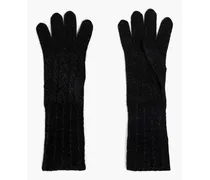 Metallic cashmere-blend gloves - Black