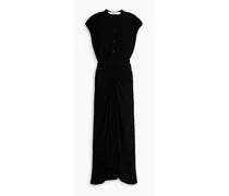 Gathered draped crepe maxi dress - Black
