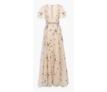 Sequin-embellished silk-organza gown - Neutral