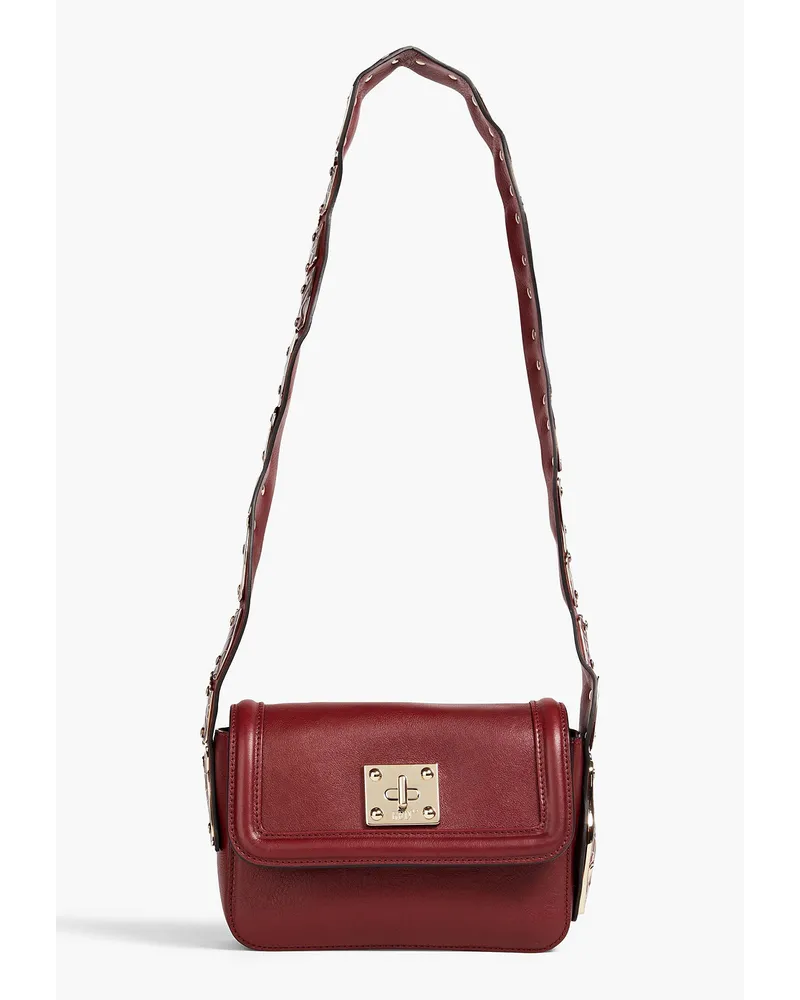 RED Valentino Embellished leather shoulder bag - Burgundy Burgundy