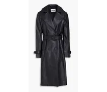 Belted leather trench coat - Blue