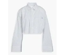 Cropped cotton-blend poplin shirt - Blue