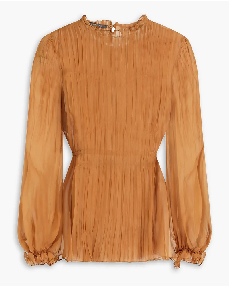 Alberta Ferretti Pleated silk-chiffon blouse - Brown Brown