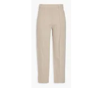 Cropped linen tapered pants - Neutral