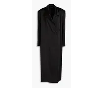 Willis feather-embellished satin coat - Black