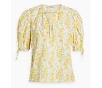 Nora floral-print cotton-gauze top - Yellow