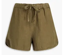 Linen-twill shorts - Green