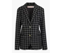 Checked wool-jacquard blazer - Black