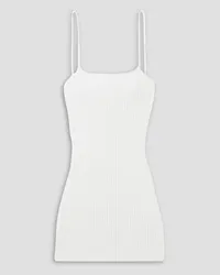 Alexander Wang Crystal-embellished ribbed-knit mini dress - White White