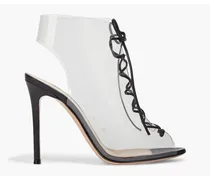 Gianvito Rossi Helmut lace-up PVC and leather ankle boots - Black Black